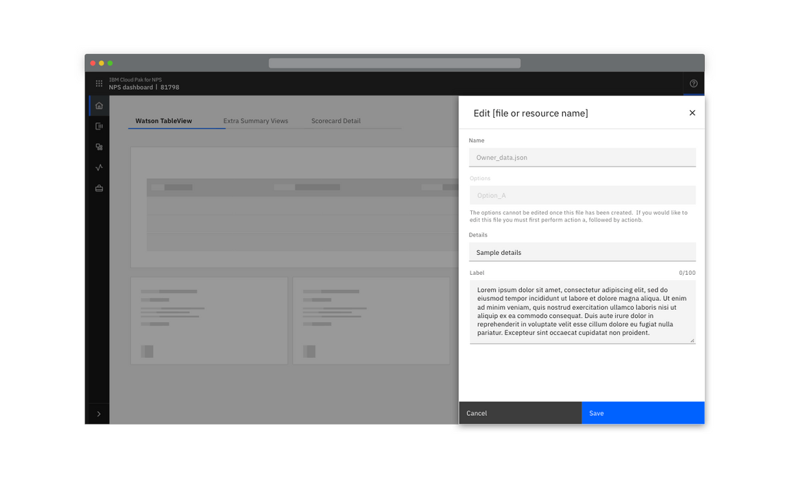 Example of a low-impact edit action in a side panel